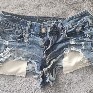 American Eagle Outfitters Light Blue Distressed Denim Cutoff Shorts